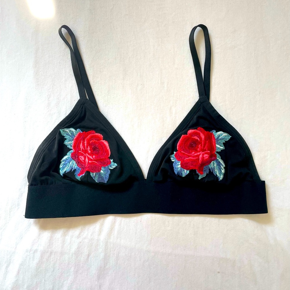 Vintage PINK Victorias Secret Red Rose Bralette Size Medium